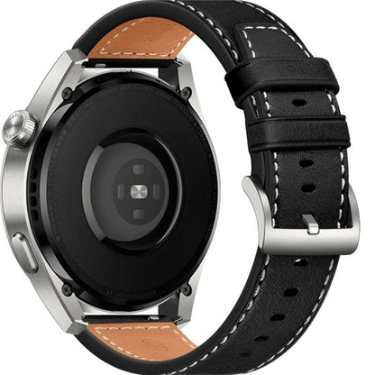 For Huawei Watch GT 4 46mm / Watch 4 / Watch 4 Pro Strap 22mm Genuine Cow Leather Stitching Lines Watch Band