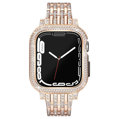 For Apple Watch Series 6 5 4 SE (2023) SE (2022) SE 44mm Rhinestone Decor Metal Strap with Watch Case