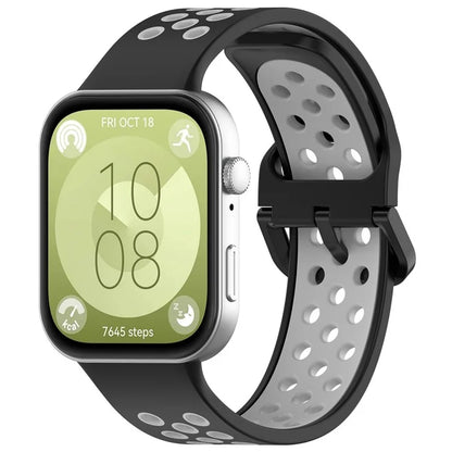 For Huawei Watch Fit 3 Soft Silicone Watch Strap Replacement Dual Color Band