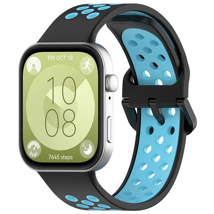 For Huawei Watch Fit 3 Soft Silicone Watch Strap Replacement Dual Color Band