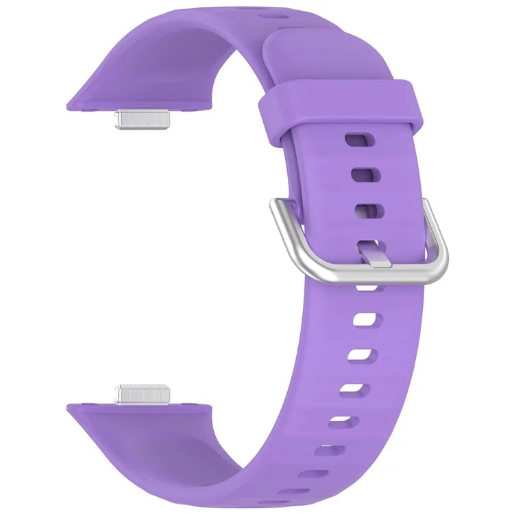 For Huawei Watch Fit 3 Soft Silicone Strap Sport Watchbands Replacement with Silver Buckle