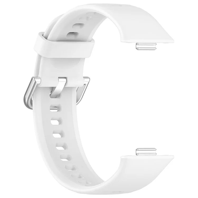 For Huawei Watch Fit 3 Soft Silicone Strap Sport Watchbands Replacement with Silver Buckle