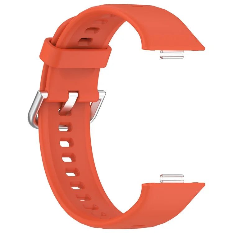 For Huawei Watch Fit 3 Soft Silicone Strap Sport Watchbands Replacement with Silver Buckle