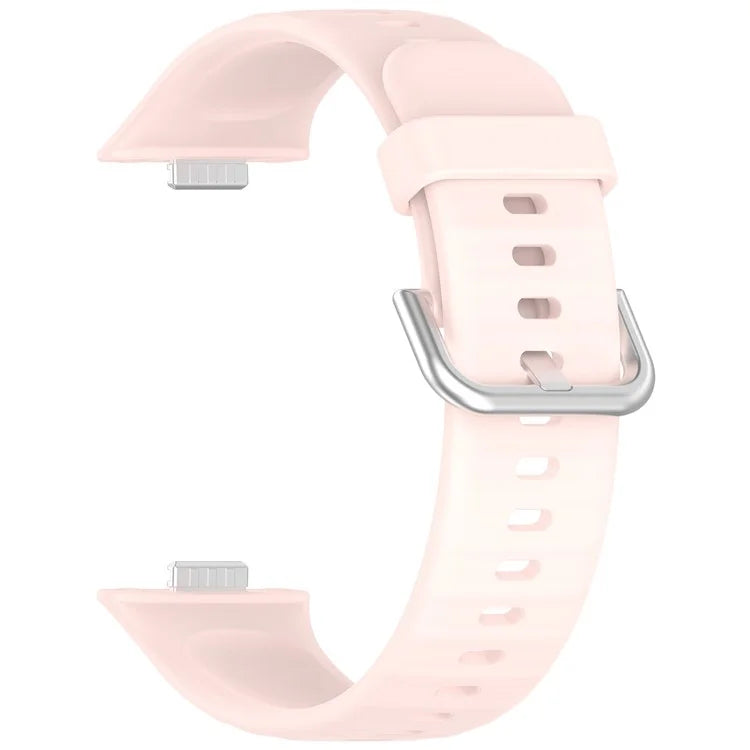 For Huawei Watch Fit 3 Soft Silicone Strap Sport Watchbands Replacement with Silver Buckle