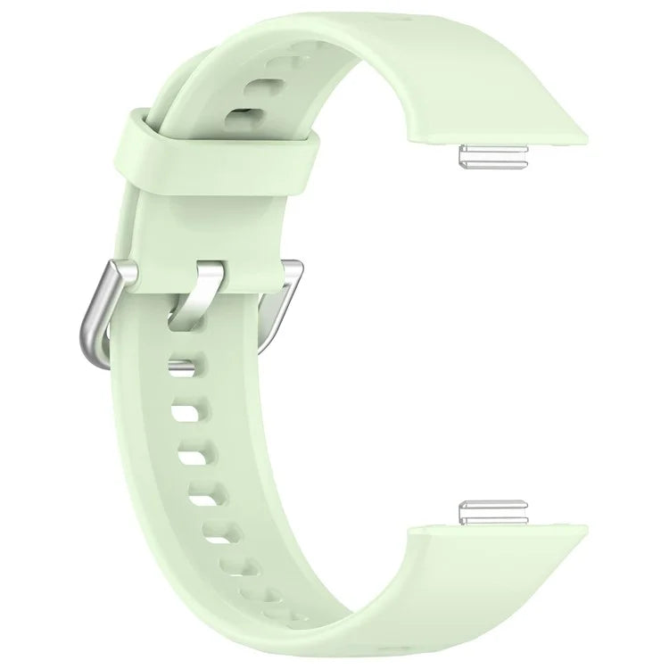For Huawei Watch Fit 3 Soft Silicone Strap Sport Watchbands Replacement with Silver Buckle