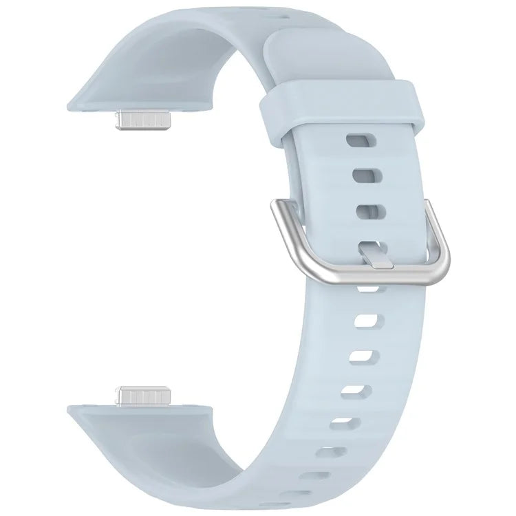 For Huawei Watch Fit 3 Soft Silicone Strap Sport Watchbands Replacement with Silver Buckle