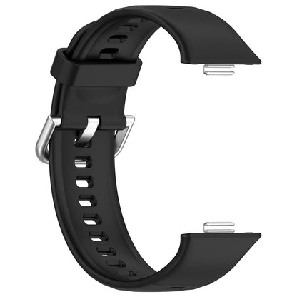 For Huawei Watch Fit 3 Soft Silicone Strap Sport Watchbands Replacement with Silver Buckle
