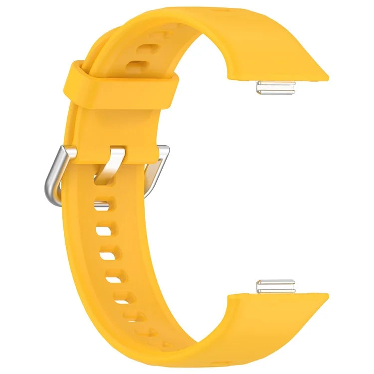 For Huawei Watch Fit 3 Soft Silicone Strap Sport Watchbands Replacement with Silver Buckle