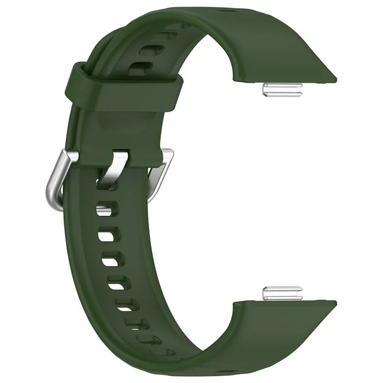 For Huawei Watch Fit 3 Soft Silicone Strap Sport Watchbands Replacement with Silver Buckle