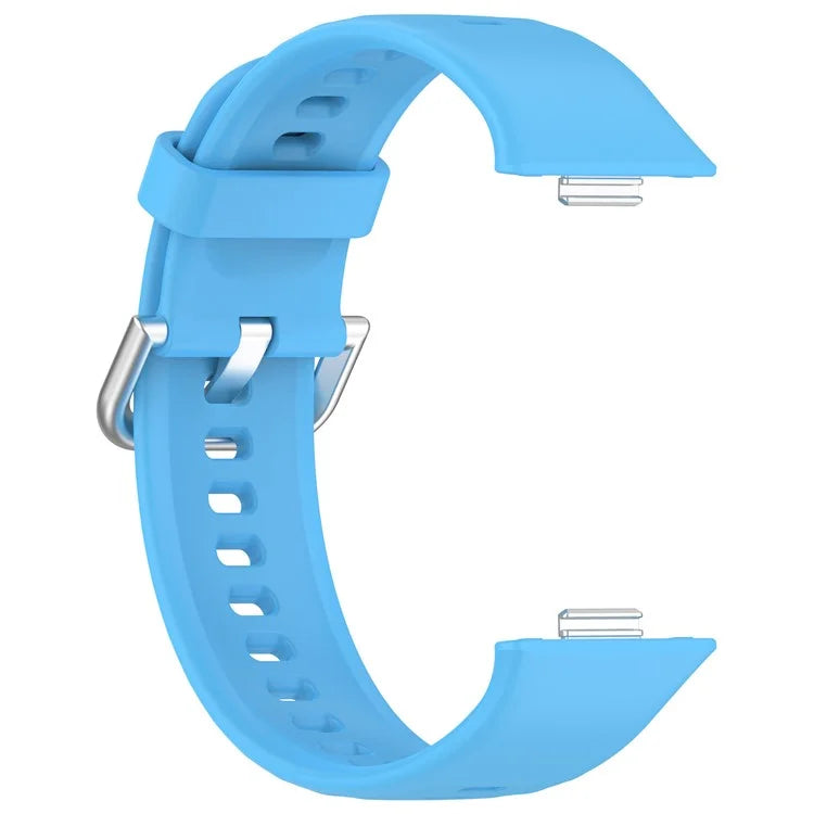 For Huawei Watch Fit 3 Soft Silicone Strap Sport Watchbands Replacement with Silver Buckle