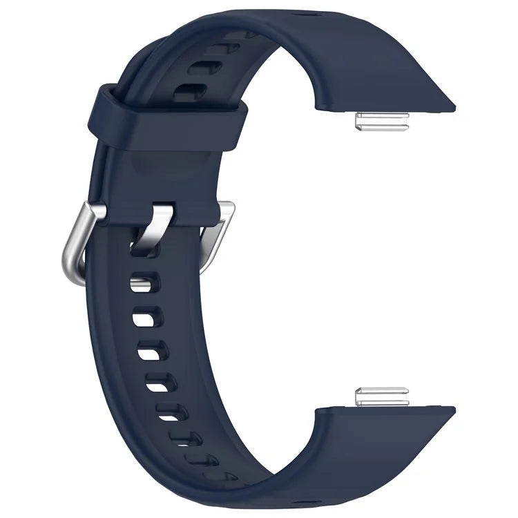 For Huawei Watch Fit 3 Soft Silicone Strap Sport Watchbands Replacement with Silver Buckle