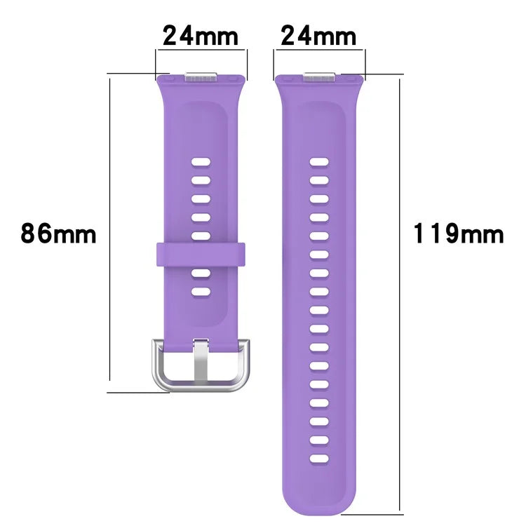 For Huawei Watch Fit 3 Soft Silicone Strap Sport Watchbands Replacement with Silver Buckle