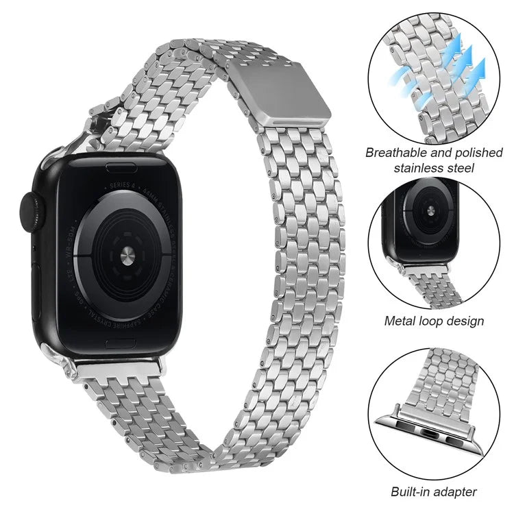 For Apple Watch Series 9 8 7 41mm / 6 5 4 SE (2022) SE (2023) SE 40mm / 3 2 1 38mm Watch Band Stainless Steel Honeycomb Magnetic Buckle Strap
