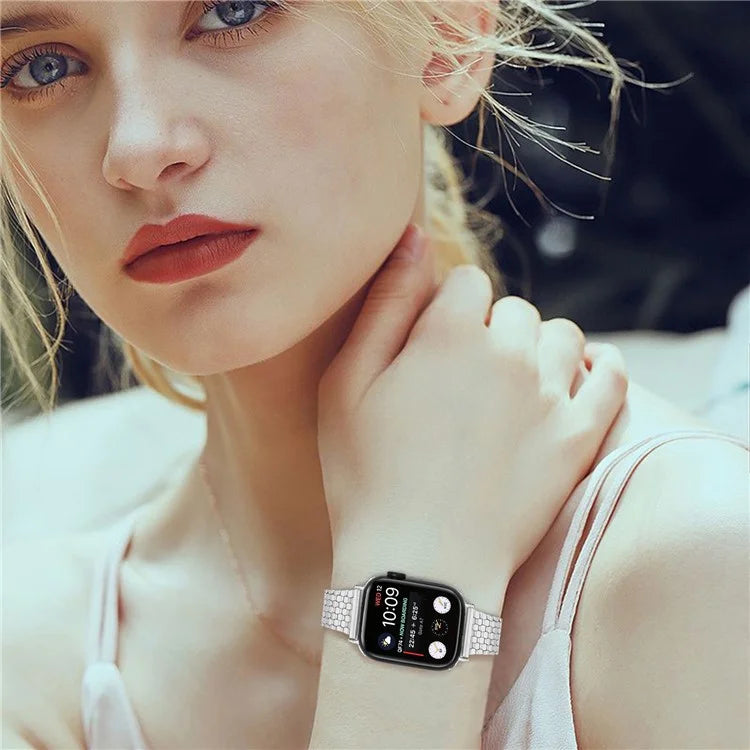 For Apple Watch Series 9 8 7 41mm / 6 5 4 SE (2022) SE (2023) SE 40mm / 3 2 1 38mm Watch Band Stainless Steel Honeycomb Magnetic Buckle Strap