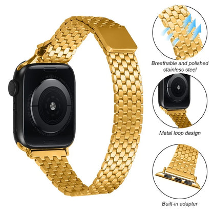 For Apple Watch Ultra Ultra 2 49mm / 9 8 7 45mm / 6 5 4 SE (2022) SE (2023) SE 44mm / 3 2 1 42mm Magnetic Buckle Stainless Steel Strap