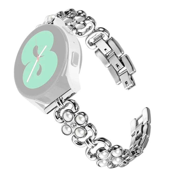 For Gabb Watch 1 Stainless Steel Band Pearl Decor Four Leaf Clover Watch Strap