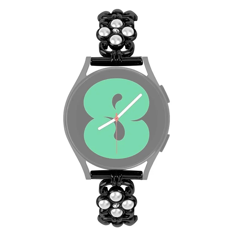 For Huami Amazfit Bip / Bip Lite Pearl Decor Four Leaf Clover Stainless Steel Strap Watch Band