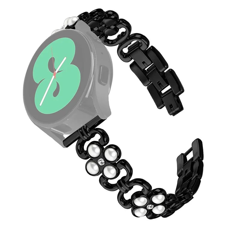For Huami Amazfit GTS3 Smart Watch Four Leaf Clover Stainless Steel Strap with Pearl Decor