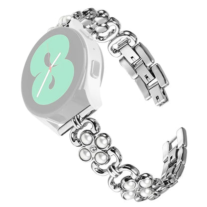 For Huami Amazfit GTS3 Smart Watch Four Leaf Clover Stainless Steel Strap with Pearl Decor