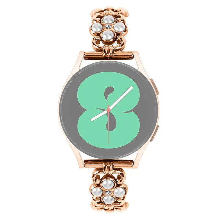 For Huawei Watch 2 Wrist Band Pearl Decor Four Leaf Clover Stainless Steel Strap
