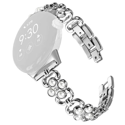 Stainless Steel Band for Google Pixel 2 Pearl Decor Four Leaf Clover Watch Strap