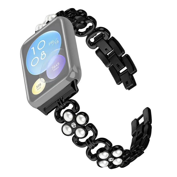 Wholesale Watch Strap for Xiaomi Smart Band 8 Pro Pearl Decor Four Leaf Clover Stainless Steel Band