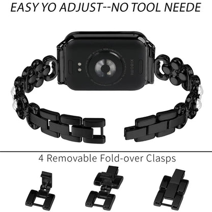Wholesale Watch Strap for Xiaomi Smart Band 8 Pro Pearl Decor Four Leaf Clover Stainless Steel Band