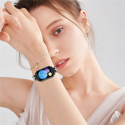 Wholesale Watch Strap for Xiaomi Smart Band 8 Pro Pearl Decor Four Leaf Clover Stainless Steel Band