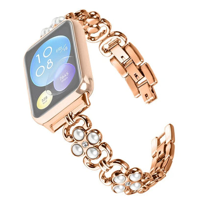 Wholesale Watch Strap for Xiaomi Smart Band 8 Pro Pearl Decor Four Leaf Clover Stainless Steel Band