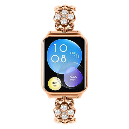 Wholesale Watch Strap for Xiaomi Smart Band 8 Pro Pearl Decor Four Leaf Clover Stainless Steel Band