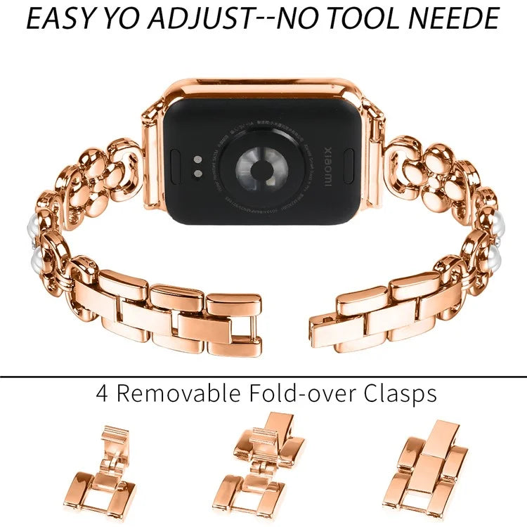Wholesale Watch Strap for Xiaomi Smart Band 8 Pro Pearl Decor Four Leaf Clover Stainless Steel Band