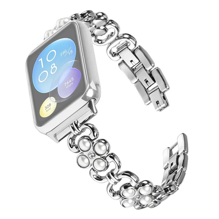 Wholesale Watch Strap for Xiaomi Smart Band 8 Pro Pearl Decor Four Leaf Clover Stainless Steel Band