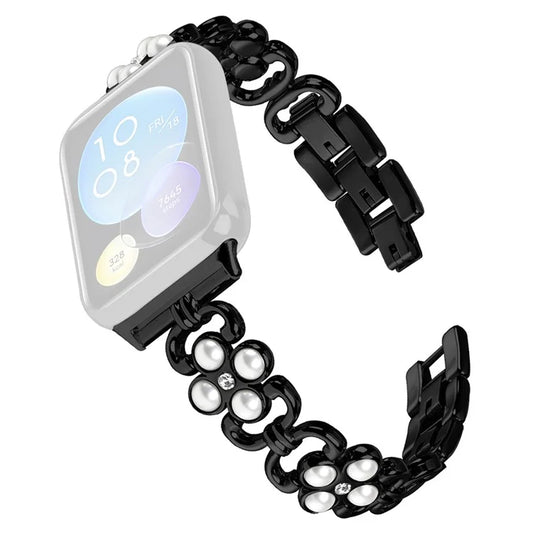 For Xiaomi Redmi 4 Wrist Bracelet Pearl Decor Four Leaf Clover Stainless Steel Watch Band