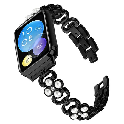 For Xiaomi Redmi 4 Wrist Bracelet Pearl Decor Four Leaf Clover Stainless Steel Watch Band