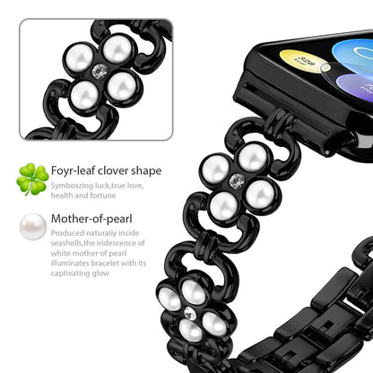 For Xiaomi Redmi 4 Wrist Bracelet Pearl Decor Four Leaf Clover Stainless Steel Watch Band