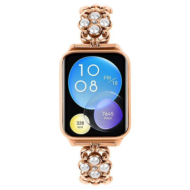 For Xiaomi Redmi 4 Wrist Bracelet Pearl Decor Four Leaf Clover Stainless Steel Watch Band