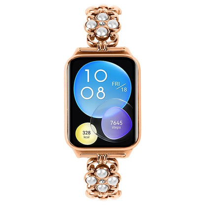 For Xiaomi Redmi 4 Wrist Bracelet Pearl Decor Four Leaf Clover Stainless Steel Watch Band