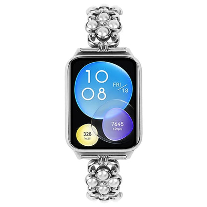 For Xiaomi Redmi 4 Wrist Bracelet Pearl Decor Four Leaf Clover Stainless Steel Watch Band