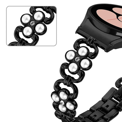 For Samsung Galaxy Watch 5 Active 40mm 44mm / Watch 5 40mm 44mm Women Fashion Four Leaf Clover Stainless Steel Watchband