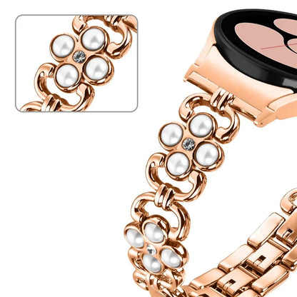 For Samsung Galaxy Watch 5 Active 40mm 44mm / Watch 5 40mm 44mm Women Fashion Four Leaf Clover Stainless Steel Watchband