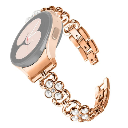 For Samsung Galaxy Watch 5 Active 40mm 44mm / Watch 5 40mm 44mm Four Leaf Clover Stainless Steel Quick Release Watchband