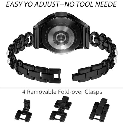 For Samsung Galaxy Watch 5 Active 40mm 44mm / Watch 5 40mm 44mm Four Leaf Clover Stainless Steel Quick Release Watchband
