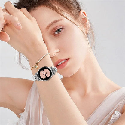 For Samsung Galaxy Watch 5 Active 40mm 44mm / Watch 5 40mm 44mm Four Leaf Clover Stainless Steel Quick Release Watchband