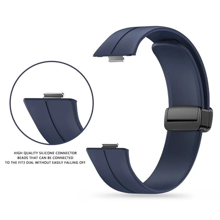 For Huawei Watch Fit 3 Silicone Strap Magnetic Folding Buckle Watch Band