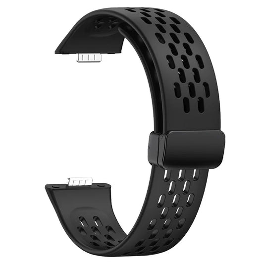 For Huawei Watch Fit 3 Silicone Watch Band Hollow-Out Strap with Magnetic Folding Buckle