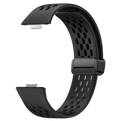 For Huawei Watch Fit 3 Silicone Watch Band Hollow-Out Strap with Magnetic Folding Buckle