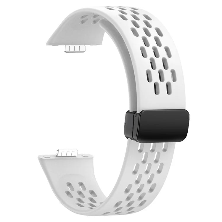 For Huawei Watch Fit 3 Silicone Watch Band Hollow-Out Strap with Magnetic Folding Buckle