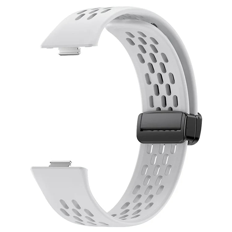 For Huawei Watch Fit 3 Silicone Watch Band Hollow-Out Strap with Magnetic Folding Buckle