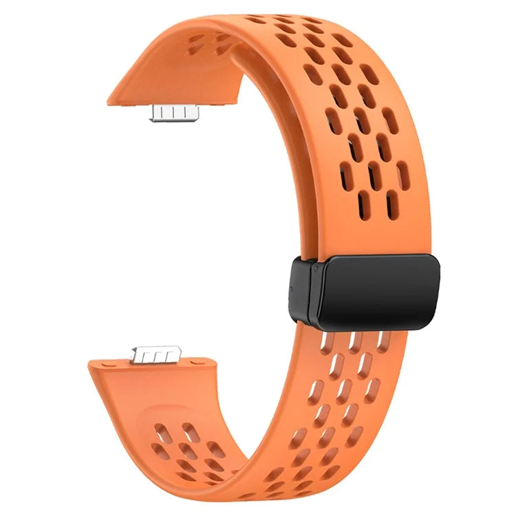 For Huawei Watch Fit 3 Silicone Watch Band Hollow-Out Strap with Magnetic Folding Buckle