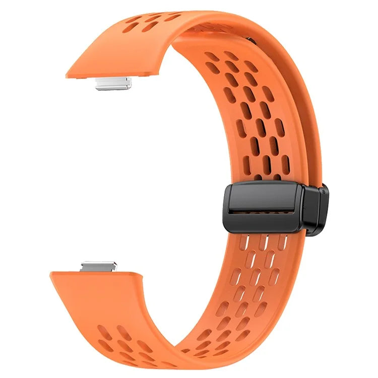 For Huawei Watch Fit 3 Silicone Watch Band Hollow-Out Strap with Magnetic Folding Buckle